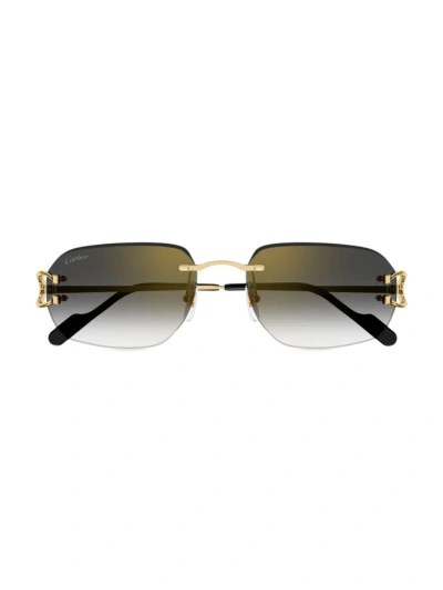 Cartier Women's C Decor 58mm 24k-gold-plated Metal Rimless Pilot Sunglasses In Brown