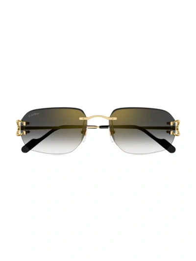 Cartier Women's C Decor 58mm 24k-gold-plated Metal Rimless Pilot Sunglasses In Gold Grey Gradient