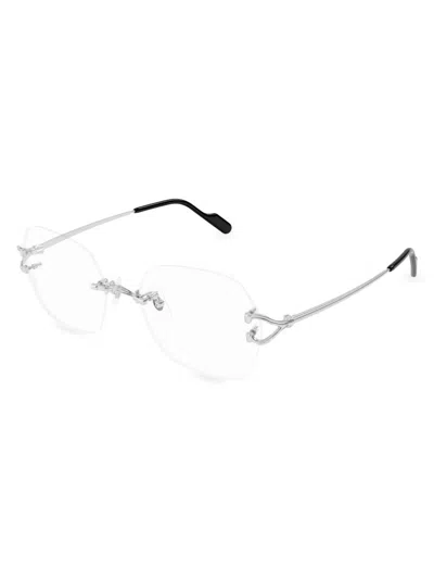 Cartier Women's C Hinge Square 55mm Glasses In Silver