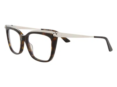 Pre-owned Cartier Women's  Cat Eye Eyeglasses In Havana Silver Transparent (ct0033o/30002236/002)