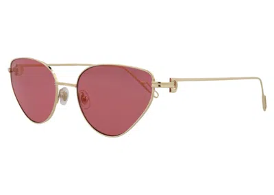 Pre-owned Cartier Women's  Cat Eye Sunglasses/30003064003) In Gold/red (ct0155s