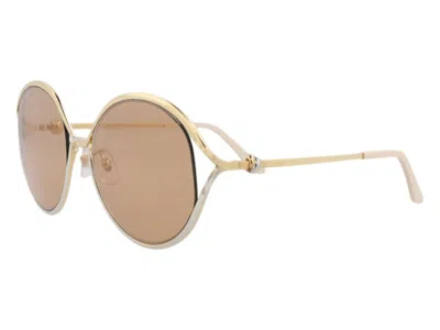 Pre-owned Cartier Women's  Round Sunglasses In Gold Gold Brown (ct0226sa/30008387/002)