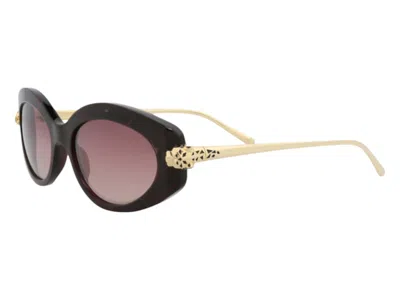 Pre-owned Cartier Women's  Round Sunglasses In Havana Gold Violet (ct0213s/30007927/003)