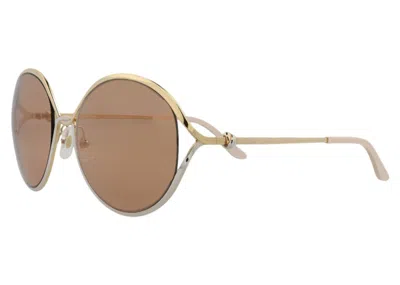 Pre-owned Cartier Women's  Round Sunglasses/30008370002) In Gold/brown (ct0226s In Multi