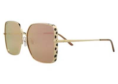 Pre-owned Cartier Women's  Square Sunglasses/30011460004) In Gold/pink (ct0299s
