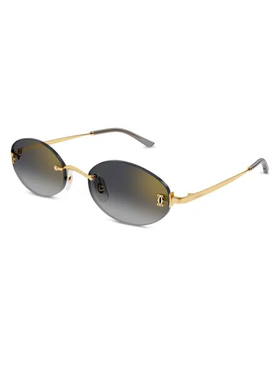 CARTIER WOMEN'S DOUBLE C 55MM OVAL SUNGLASSES