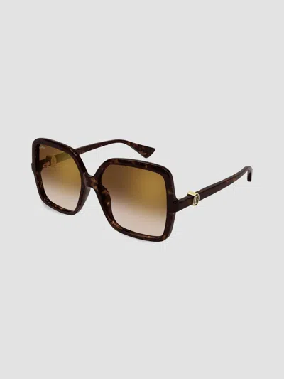Cartier Women's Double C 58mm Square Sunglasses In Havana