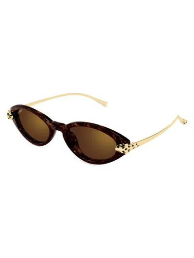 Cartier Women's Panthère Classic 52mm 24k-gold-plated Almond Sunglasses In Orange
