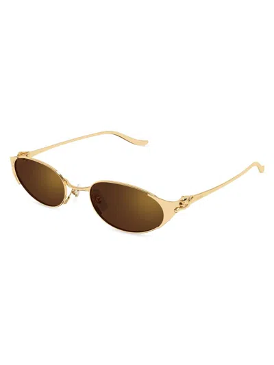 Cartier Women's Panthère Classic 53mm 24k-gold-plated Oval Sunglasses In Pink
