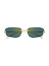 Cartier Women's Panthère Classic 56mm 24k-gold-plated Metal Rimless Geometric Sunglasses In Gold Blue