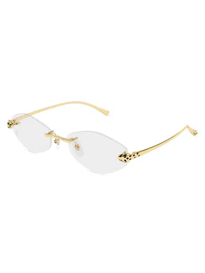 Cartier Women's Panthère Classic 56mm 24k-gold-plated Oval Optical Glasses In Pattern