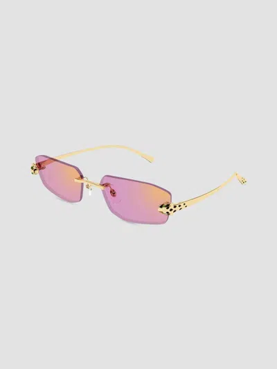 Cartier Women's Panthère Classic 56mm Rimless Sunglasses In Gold Pink