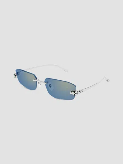 Cartier Women's Panthère Classic 56mm Rimless Sunglasses In Silver Blue