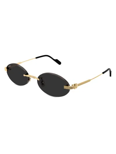 Cartier Women's Première De  53mm 24k-gold-plated Rimless Oval Sunglasses In Gold Black