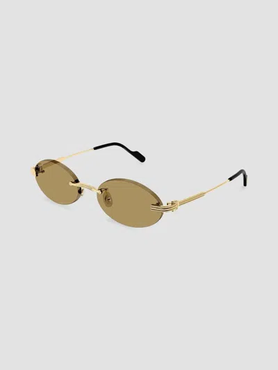 Cartier Women's Première De  53mm 24k-gold-plated Rimless Oval Sunglasses In Brown