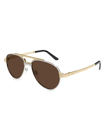 Cartier Women's Santos Evolution 59mm Pilot Sunglasses In Gold