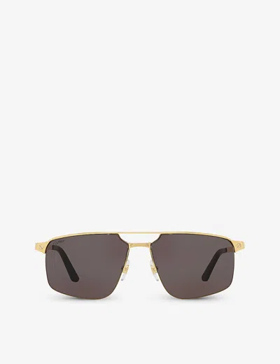 Cartier Womens 6l001639 Ct0385s Pilot-frame Metal Sunglasses