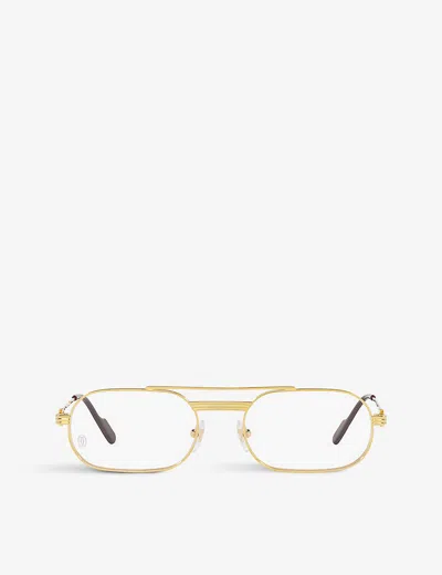 Cartier Womens 6l001647 Ct0410o Rectangle-frame Metal Optical Glasses