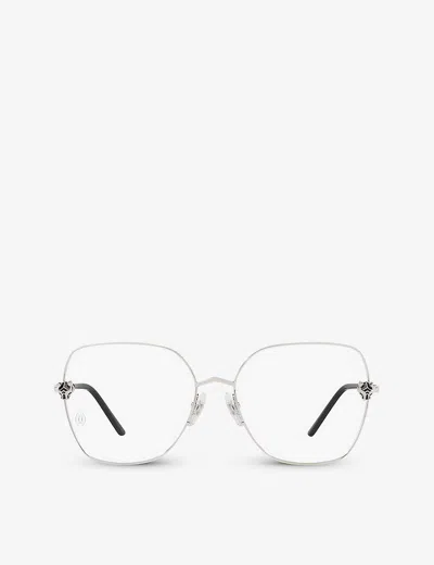 Cartier Womens 6l001650 Ct0417o Rectangle-frame Metal Sunglasses