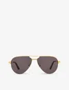 Cartier Womens 6l001652 Ct0386s Pilot-frame Metal Sunglasses