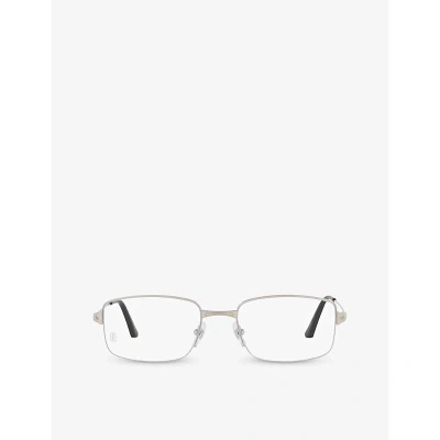 Cartier Womens 6l001658 Ct0406o Rectangle-frame Titanium Glasses In White