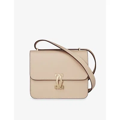 Cartier Womens Beige C De  Mini Leather Shoulder Bag In Sand