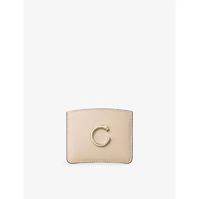 Cartier Womens Panthère C De  Leather Card Holder In Sand