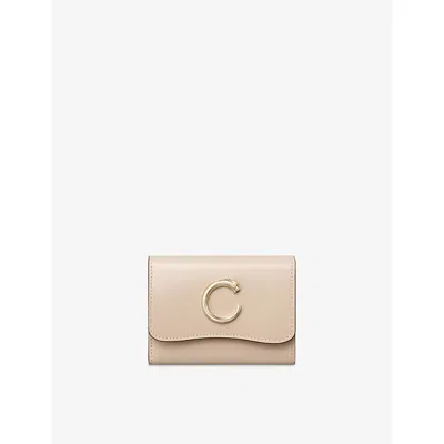 Cartier Womens Beige Panthère C De  Mini Leather Wallet In Sand