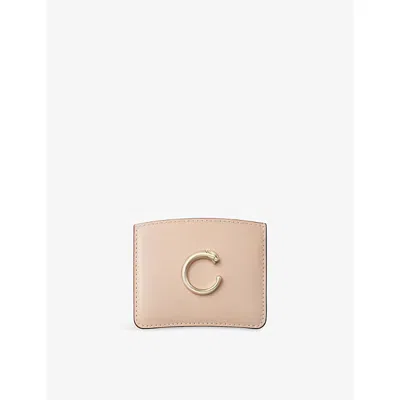 Cartier Womens Beige Panthère C De  Simple Leather Card Holder In Sand