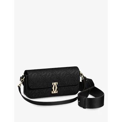 Cartier Womens Black C De  Embroidered-leather Cross-body Bag