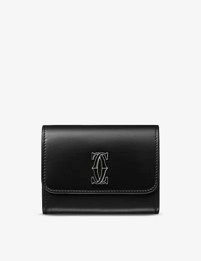 Cartier Womens Black Double C De Mini Leather Wallet
