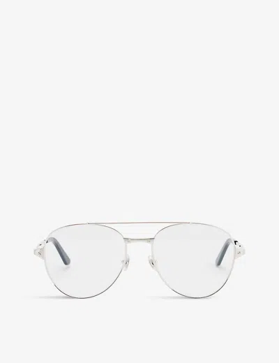 Cartier Womens Black Ct0307o Aviator-frame Metal Sunglasses