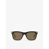 Cartier Womens  Ct0396s Rectangle-frame Tortoiseshell Acetate Sunglasses In Black