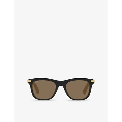 Cartier Womens  Ct0396s Rectangle-frame Tortoiseshell Acetate Sunglasses In Black