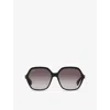 Cartier Womens Ct0470s Square-frame Acetate Sunglasses Black In Black