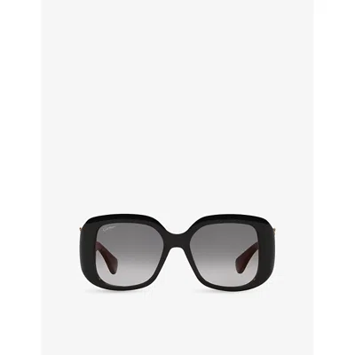 CARTIER WOMENS BLACK CT0471S PANTHÈRE-C SQUARE-FRAME ACETATE SUNGLASSES