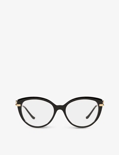 Cartier Womens Black Gold Ct0283o Panthère De  Cat-eye Frame Acetate And Metal Glasses