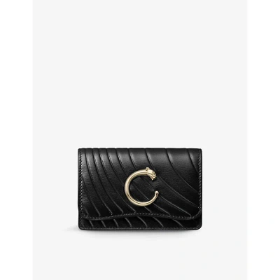 Cartier Panthère De  Mini Leather Wallet In Black
