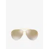Cartier Ct0065s Aviator-frame Metal Sunglasses In Blue