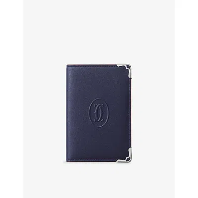 Cartier Womens Blue Must De  4cc Leather Card Holder