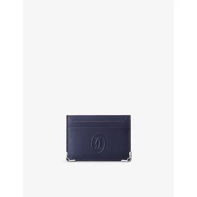 Cartier Womens Blue Must De  Leather Card Holder