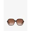 Cartier Womens Ct0470s Square-frame Acetate Sunglasses Brown In Brown