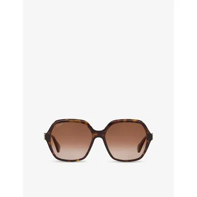 Cartier Womens Ct0470s Square-frame Acetate Sunglasses Brown