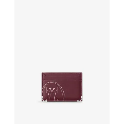 Cartier Womens Burgundy Must De  Double Leather Card Holder
