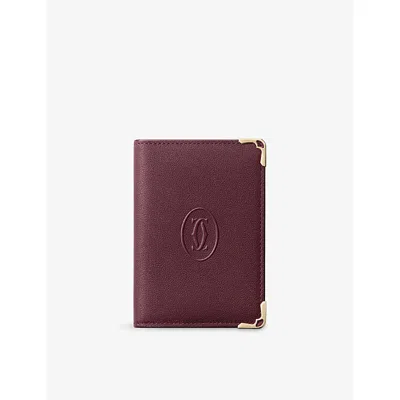 Cartier Womens Burgundy Must De  Leather Card Holder