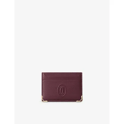 Cartier Womens Burgundy Must De  Leather Card Holder