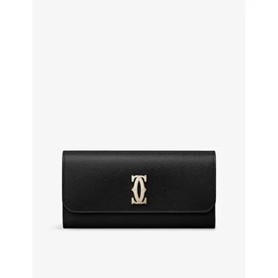Cartier Womens C De  Leather Wallet In Black