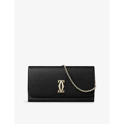Cartier Womens C De  Leather Wallet-on-chain In Black