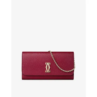 Cartier Womens C De  Leather Wallet-on-chain In Cherry
