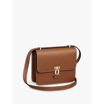 Cartier Womens Caramel C De  Mini Leather Cross-body Bag